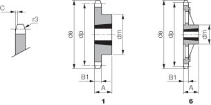 Koło łańcuchowe pod Taper Lock® jednorzędowe 1''x17,02mm Z13, TL1615 - 2