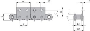 Łańcuch rolkowy standardowy z zabierakiem DIN 8187 jednorzędowy 1/2”x5/16”, zabierak  M2/02 - 2