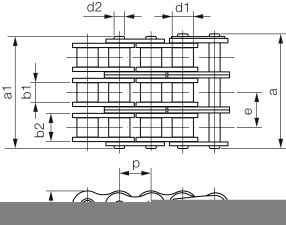 Łańcuch rolkowy IWIS DIN 8187 trzyrzędowy 5/8”x3/8” - 2