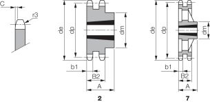 Koło łańcuchowe pod Taper Lock® dwurzędowe 3/8''x7/32'' Z27, TL1210 - 2