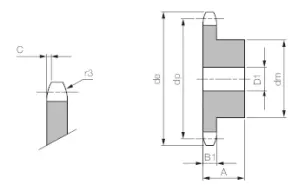 Koło łańcuchowe z piastą jednorzędowe 1/2''x3/16'' Z33 - 2