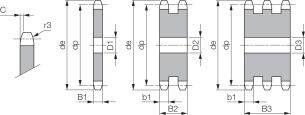 Koło łańcuchowe bez piasty jednorzędowe 1 3/4''x1 1/4'' Z32 - 2
