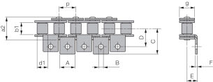 Łańcuch rolkowy standardowy z zabierakiem DIN 8187 jednorzędowy 3/8”x7/32”, zabierak  A1/01 - 2