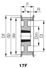 Koło pasowe zębate profil calowy pod Taper Lock® TL 84 H 200/20, TL2517 - 3