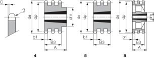 Koło łańcuchowe pod Taper Lock® trzyrzędowe 3/4''x7/16'' Z27, TL3020 - 2