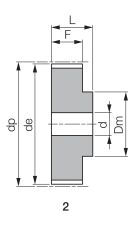 Koło pasowe zębate profil T otwór technologiczny 16 T2,5/44-2 - 2