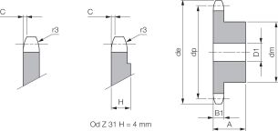 Koło łańcuchowe z piastą jednorzędowe 1/2''x1/8'' Z21 - 2