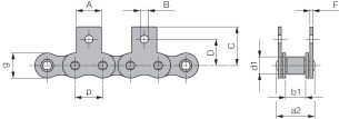Łańcuch rolkowy standardowy z zabierakiem DIN 8187 jednorzędowy 3/4”x7/16”, zabierak  MK1/02 - 2