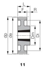 Koło pasowe zębate profil HTD® pod Taper Lock® TL 44 8M 30/18F, TL2012 - 4