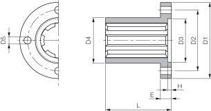 Tuleja wieloklinowa DIN ISO 14 z kołnierzem, KN 42x48 brąz Rg7 - 2