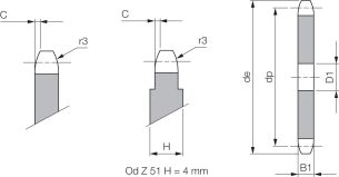 Koło łańcuchowe bez piasty jednorzędowe 5x2,5mm Z65 - 2