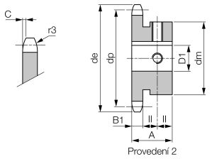 Koło łańcuchowe system BEA jednorzędowe 1/2''x5/16'' Z12, D14 - 3