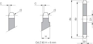 Koło łańcuchowe bez piasty jednorzędowe 1/2''x3/16'' Z16 - 2
