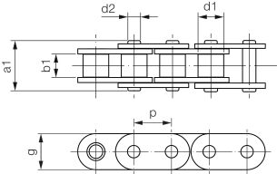 Łańcuch rolkowy standardowy z prostymi płytkami DIN 8187 jednorzędowy 1”x17,02mm - 2