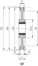 Koło pasowe zębate Poly Chain® pod Taper Lock® 14M 56S 20/9F, TL3020 - 4