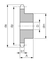 Koło łańcuchowe z piastą hartowane zęby jednorzędowe 1''x17,02mm Z15 - 2