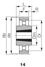 Koło pasowe zębate profil HTD® pod Taper Lock® TL 168 8M 50/14, TL3525 - 2