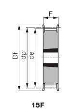 Koło pasowe zębate profil HTD® pod Taper Lock® TL 44 5M 15/15F, TL1108 - 4