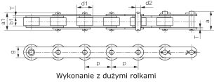 Łańcuch rolkowy standardowy o przedłużonej podziałce jednorzędowy C216AL   - 2