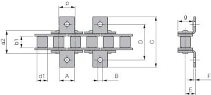 Łańcuch rolkowy standardowy z zabierakiem DIN 8187 jednorzędowy 1/2”x5/16”, zabierak  K1/02 - 2