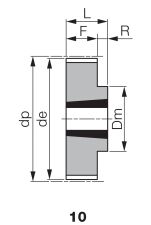 Koło pasowe zębate profil HTD® pod Taper Lock® TL 90 5M 15/10, TL1610 - 3