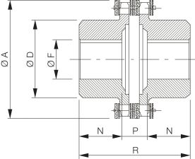 Sprzęgło łańcuchowe standardowe, stalowe GC 6 (1 1/4''x3/4'' Z26) - 2