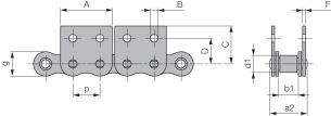 Łańcuch rolkowy standardowy z zabierakiem DIN 8187 jednorzędowy 3/4”x7/16”, zabierak  MK2/02 - 2