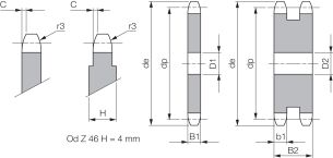 Koło łańcuchowe bez piasty jednorzędowe 8x3mm Z8 - 2