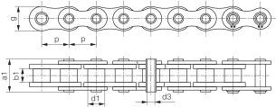 Łańcuch rolkowy standardowy z pustymi sworzniami nierdzewny jednorzędowy 1”x17,02 mm - 2