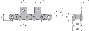 Łańcuch rolkowy standardowy z zabierakiem DIN 8187 jednorzędowy 5/8”x3/8”, zabierak  M1/02 - 2