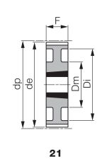 Koło pasowe zębate profil calowy pod Taper Lock® TL 20 L 075/15F, TL1108 - 4