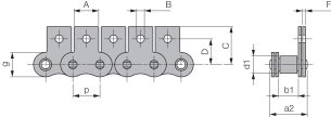 Łańcuch rolkowy standardowy z zabierakiem DIN 8187 jednorzędowy 1/2”x5/16”, zabierak  M1/01 - 2