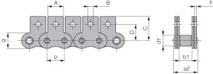 Łańcuch rolkowy standardowy z zabierakiem DIN 8187 jednorzędowy 5/8”x3/8”, zabierak  MK1/01 - 2