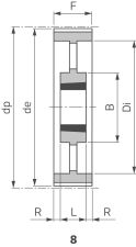 Koło pasowe zębate Poly Chain® z otworem technologicznym 14M 40S 125/1F - 5