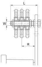 Koło łańcuchowe napinacza Rosta typ N, ze śrubą trzyrzędowe 1/2”, M12, Z15 - 2
